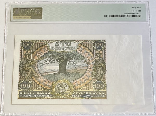 Banknot 100 złotych 1934 PMG 62