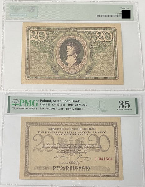 Banknot 20 marek 1919 r. PMG 35