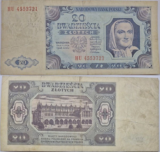 Banknot 20 zł 1948 stan  3