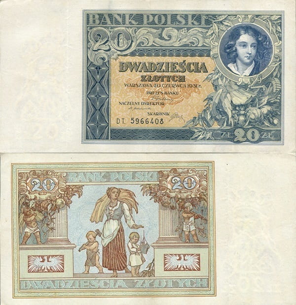 Banknot 20 złotych 1931 r. stan 2