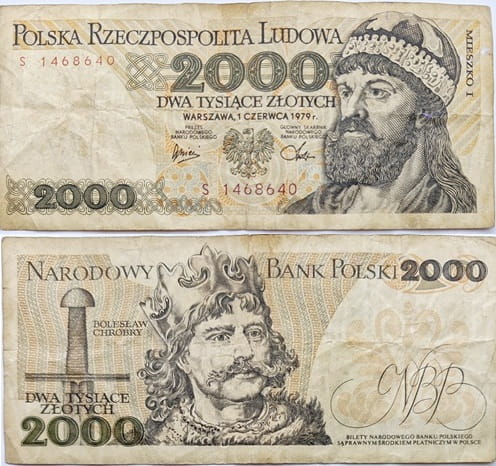 Banknot 2000 zł 1979 Mieszko I stan 3