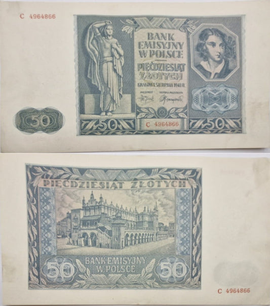 Banknot 50 zł 1941 r. stan 2