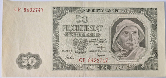 Banknot 50 zł 1948 stan 3