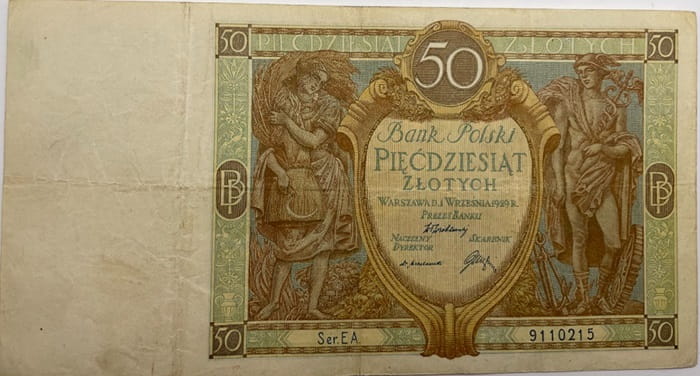 Banknot 50 złotych 1929 stan 3