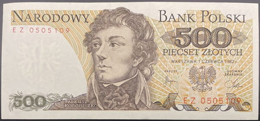 Banknot 500 zł Tadeusz Kościuszko 1982 stan 2