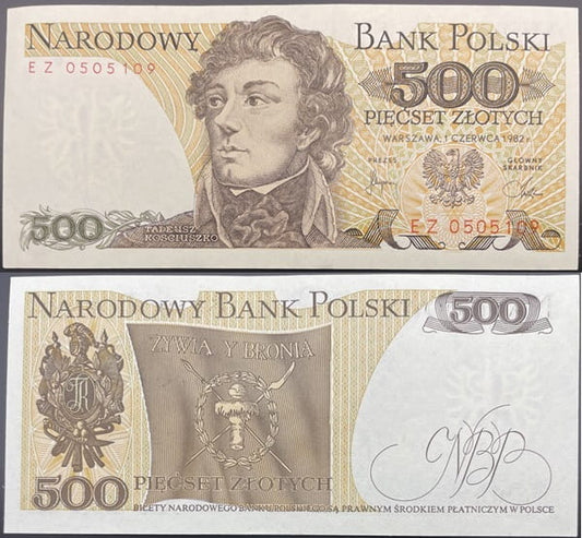 Banknot 500 zł Tadeusz Kościuszko 1982 stan 2