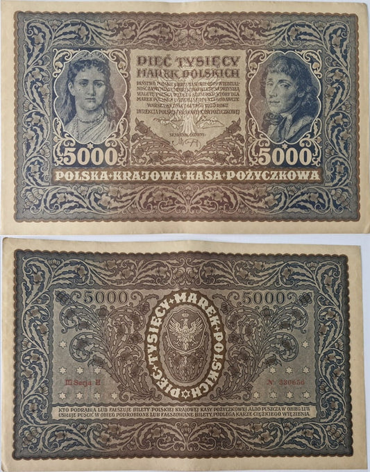 Banknot 5000 marek 1920 stan 2