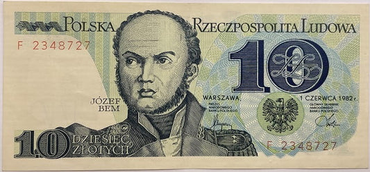 Banknot 10 zł 1982 Józef Bem stan 2