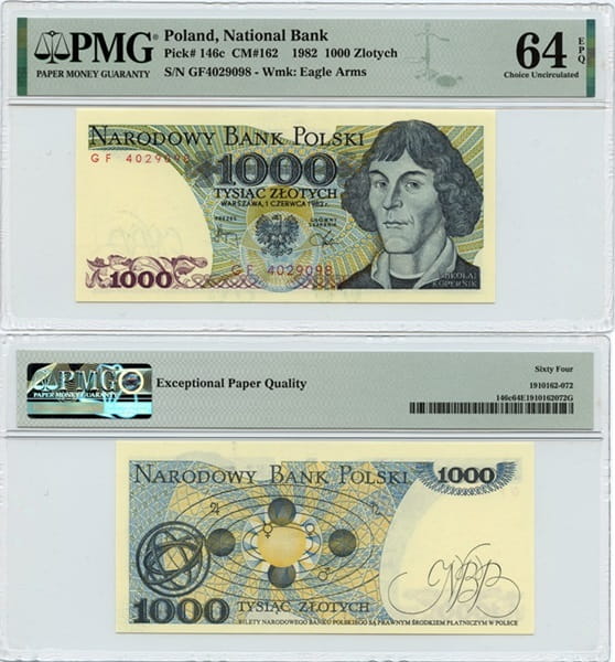 Banknot 1000 złotych 1982 PMG 64 EPQ