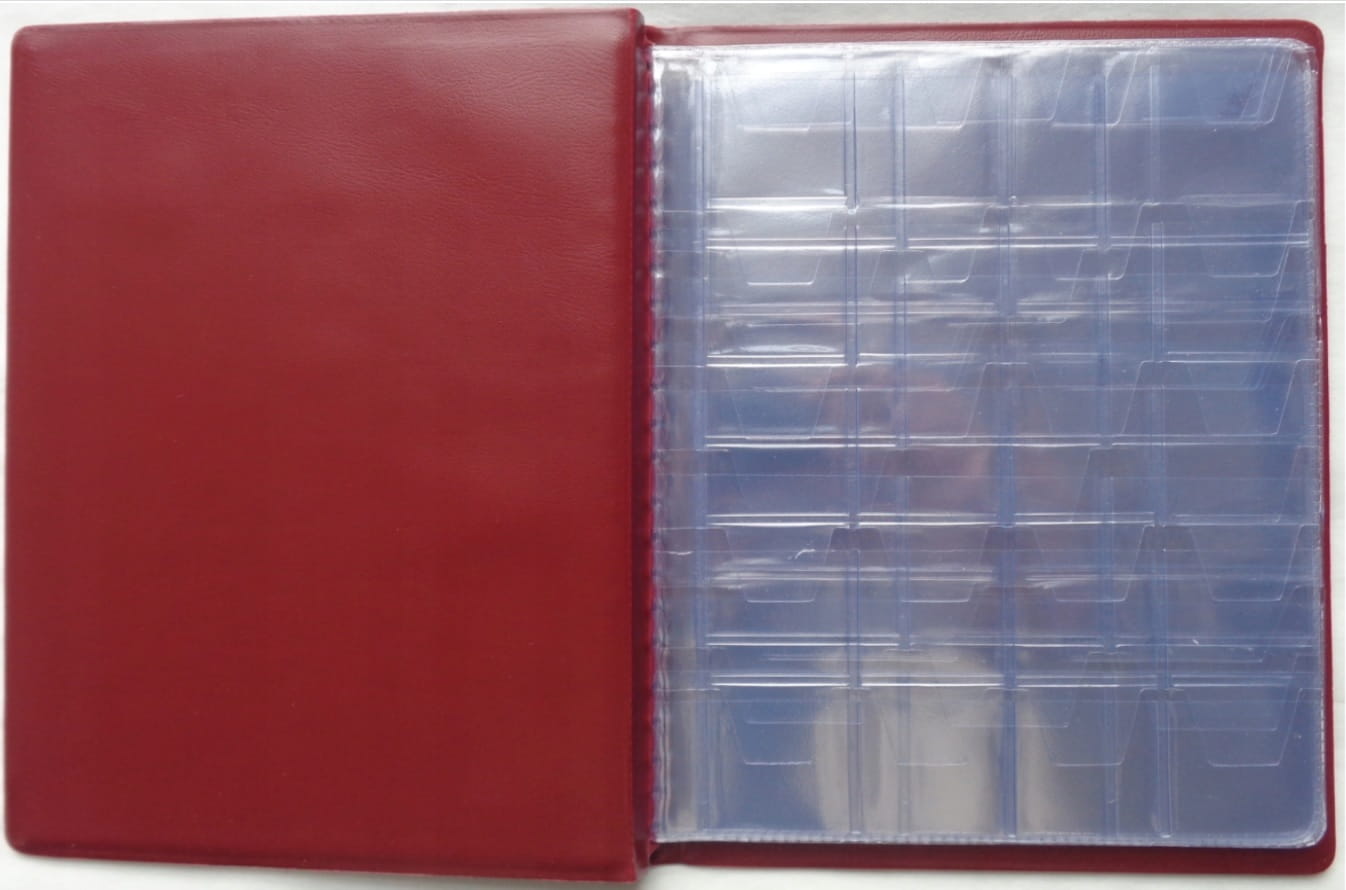 Klaser na monety 88 okienek Mix mm bordowy