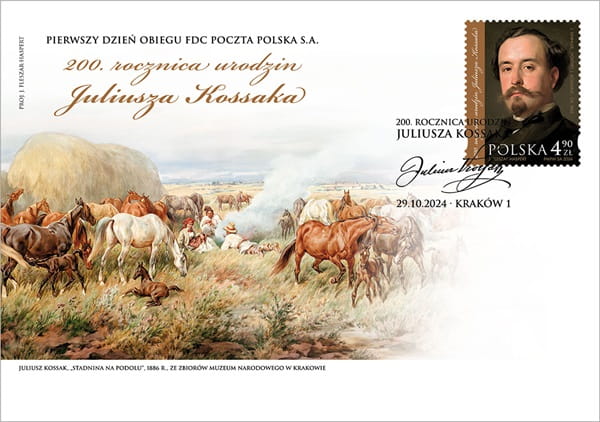 Koperta FDC 200 rocznica urodzin Juliusza Kossaka 2024
