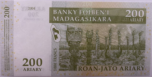 Madagaskar banknot 200 Ariary 2004 r. UNC