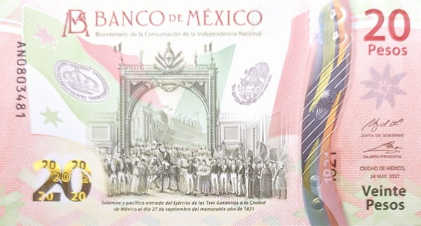 Meksyk banknot 20 pesos 2021