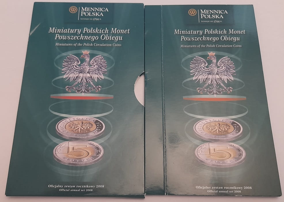 Zestaw miniatury polskich monet 2008