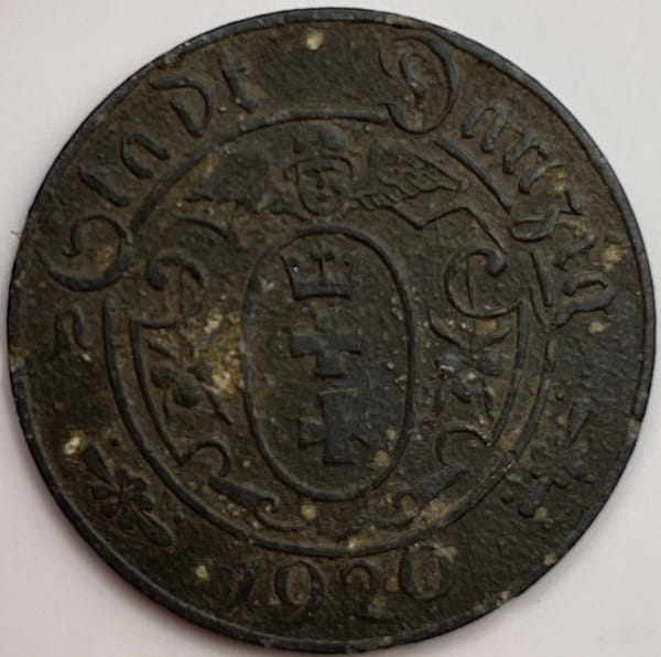 Moneta 10 fenigów 1920 r. Wolne Miasto Gdańsk stan 3