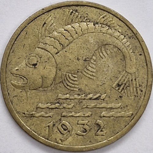 Moneta 10 fenigów 1932 Wolne Miasto Gdańsk stan 3