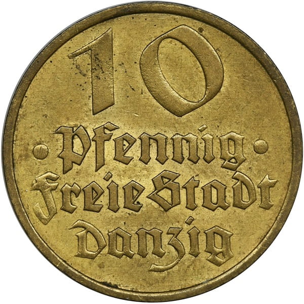 Moneta 10 fenigów Wolne Miasto Gdańsk 1932 r. stan 1