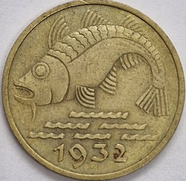 Moneta 10 fenigów Wolne Miasto Gdańsk 1932 stan 2