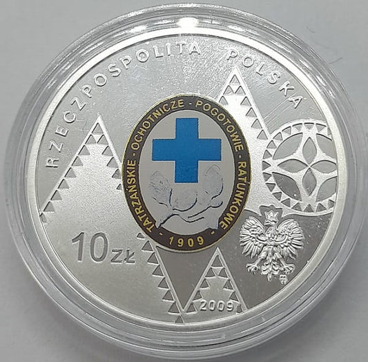 Moneta 10 zł 100. rocz. Powstania TOPR 2009 r.