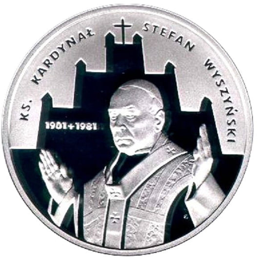 Moneta 10 zł 100. rocz. ur. ks. kard. Stefana Wyszyńskiego 2001 r.