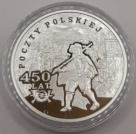 Moneta 10 zł 450 lat Poczty Polskiej 2008