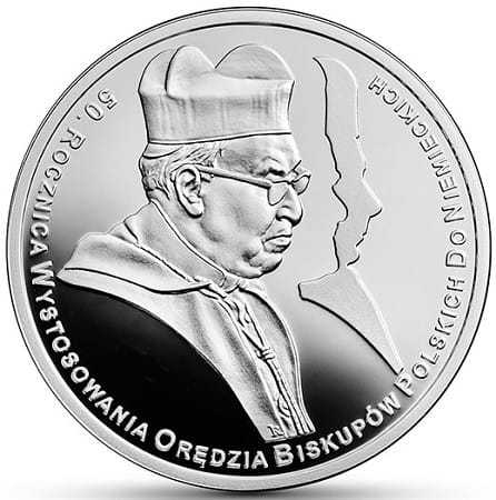 Moneta 10 zł 50. rocz. wystosowania orędzia biskupów 2015 r.