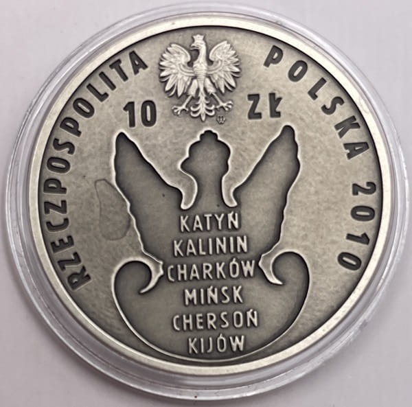 Moneta 10 zł 70 rocznica zbrodni Katyńskiej 2010