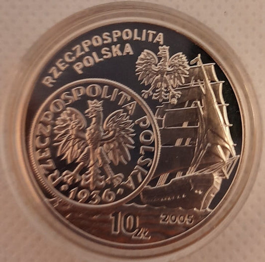 Moneta 10 zł Dzieje złotego Żaglowiec 2005