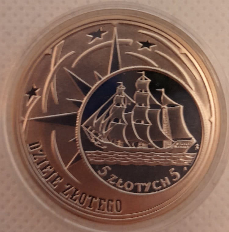 Moneta 10 zł Dzieje złotego Żaglowiec 2005