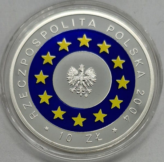 Moneta 10 zł Wstąpienie Polski do Unii Europejskiej 2004