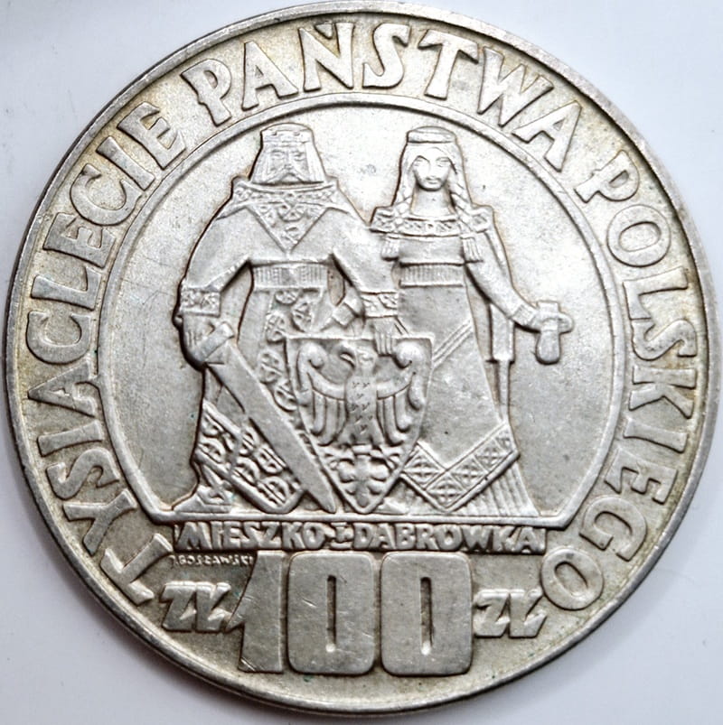Moneta 100 zł Mieszko i Dąbrówka 1966 r.
