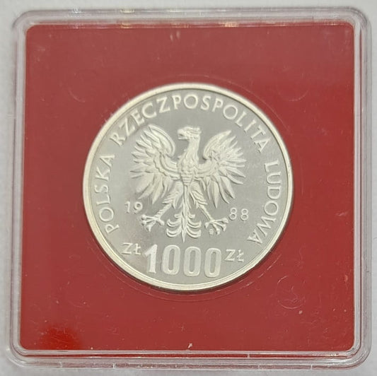 Moneta 1000 zł Jadwiga Andegaweńska  próba 1988 r.