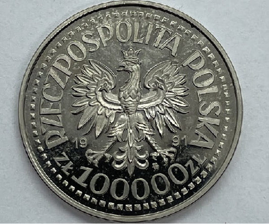 Moneta 100000 zł Jan Paweł II Nikiel 1991 r. próba