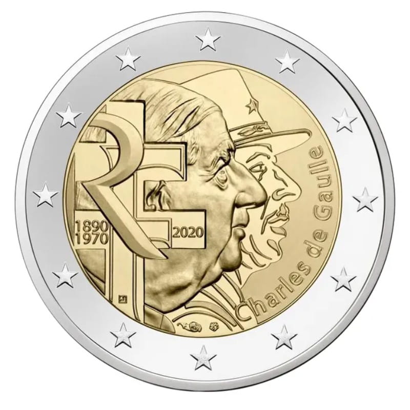 Moneta 2 euro 2020 Francja de Gaulle