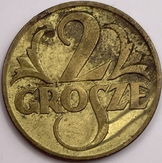 Moneta 2 grosze 1923 r. mosiądz