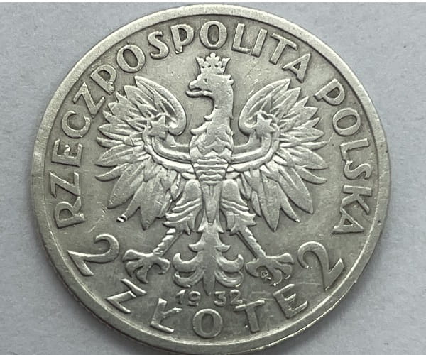 Moneta 2 złote 1932 Polonia Głowa Kobiety stan 2