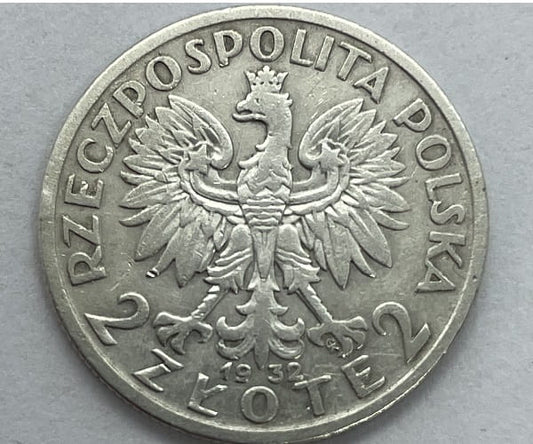 Moneta 2 złote 1932 Polonia Głowa Kobiety stan 2