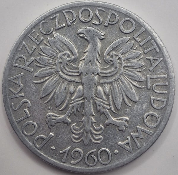 Moneta 5 zł Rybak 1960 stan 3