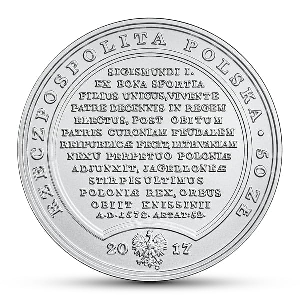 Moneta 50 zł Zygmunt August 2017
