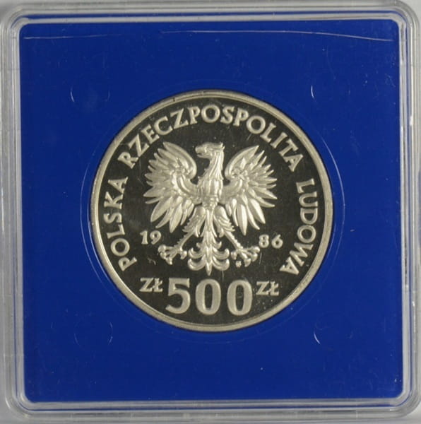 Moneta 500 zł Sowa z młodymi 1986