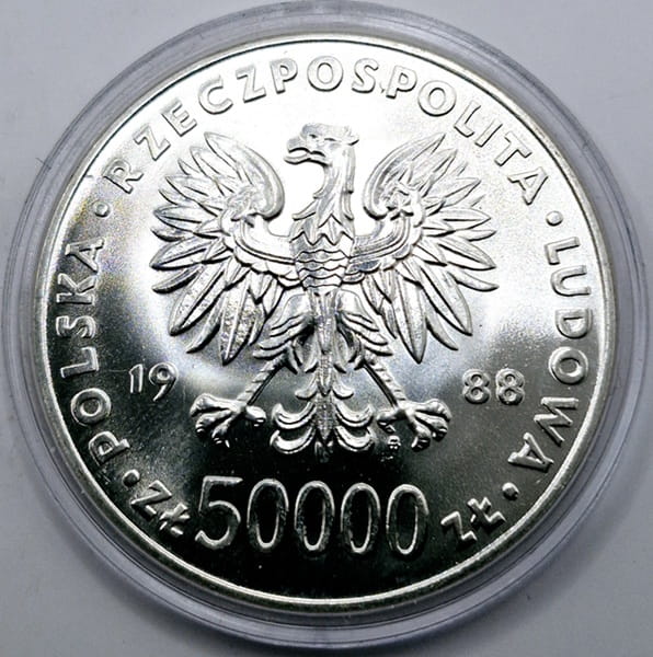 Moneta 50000 zł Józef Piłsudski 1988