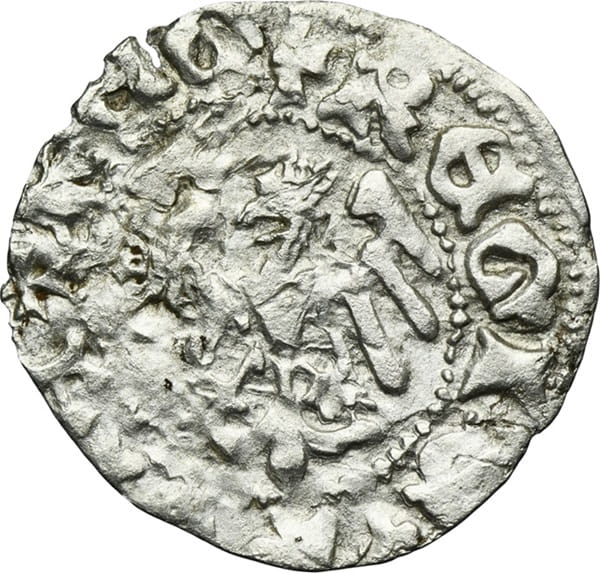 Moneta półgrosz koronny Władysław II Jagiełło Kraków ok 1412-1414