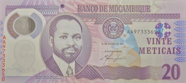 Mozambik banknot 20 meticais 2011