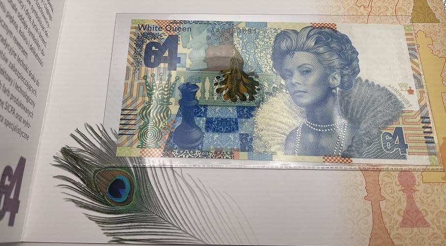 Szachy PWPW 2017 mały folder banknot testowy