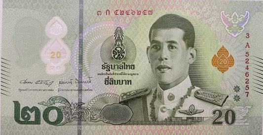 Tajlandia banknot 20 baht 2022 UNC polimer