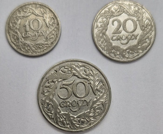 Zestaw 10, 20, 50 gr 1923 /1