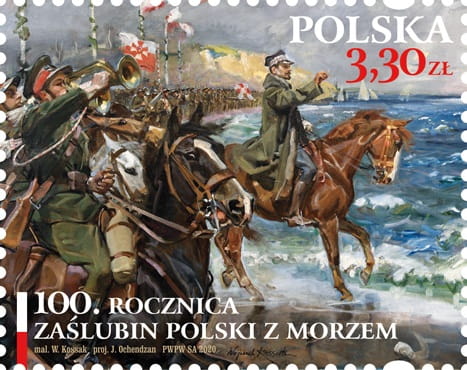 Znaczki 100 rocznica Zaślubin Polski z Morzem Arkusz 2020