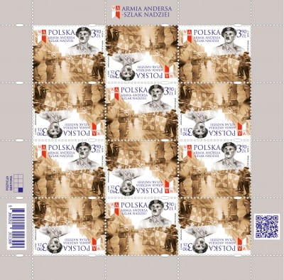 Znaczki Armia Andersa szlak nadziei Londyn arkusz 2023 5360