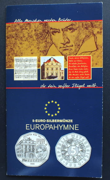 5 euro 10 rocznica - Członkostwo Austrii w UE, Hymn UE - Austria