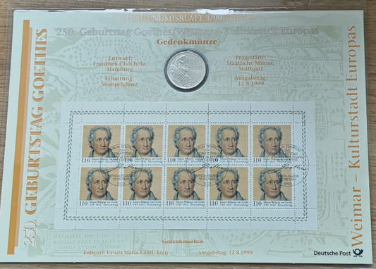Moneta 10 marek Johann Wolfgang von Goethe 1999 r.